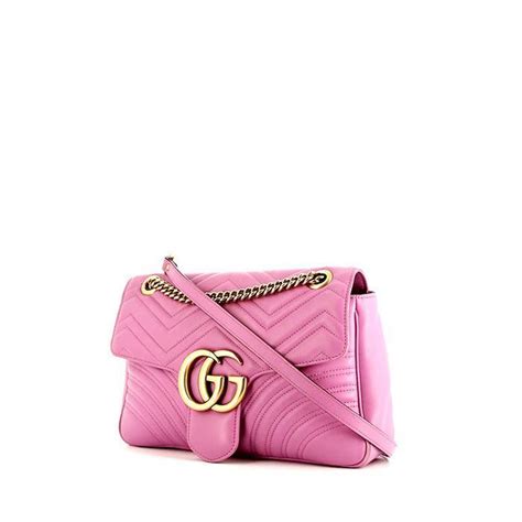 borsa gucci rosa con due g|Borsa a tracolla GG Marmont Mini in pelle in Rosa .